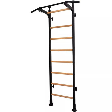 GYMNASTIC WOODEN AND METAL EXTENSION WALL BAR WITH METAL HANDLE IN OAK COLOUR BENCHK 511