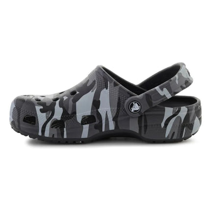 Vaikiški „Crocs Classic Camouflage Clog K“ klumpės, juoda/pilka spalva, 211879-0DD