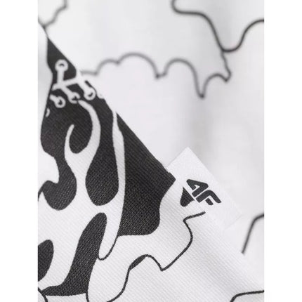 Negabaritinis T-shirt su spauda mergaitėms 4F 4FJRAW25TTSHF3069-90A