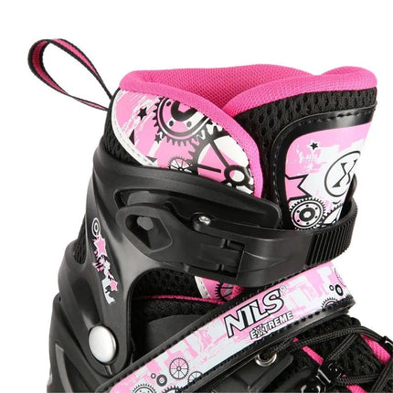 NH10905 4in1 PINK LED SIZE S(31-34) ROLLER SKATES WITH DIMENSIONAL HOCKEY BLADE NILS EXTREME