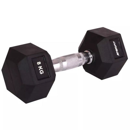 Šešiakampis guminis hantelis 8 KG ENERO FIT