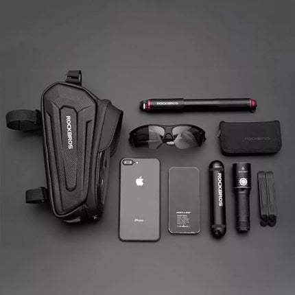 Rockbros B68 Bike Pannier for Frame, Armored, with Phone Pocket and Cover, 1.7L - Black