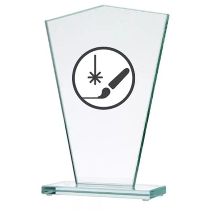 Engraved glass trophy + paint filling