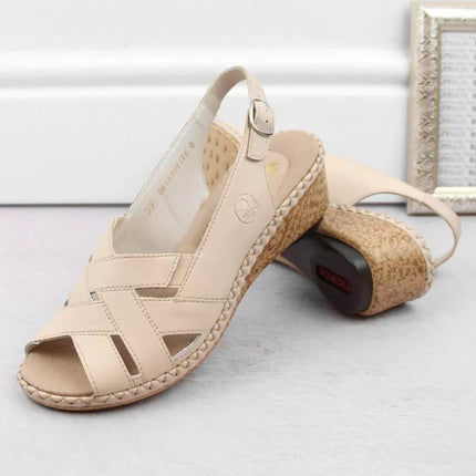 Rieker W RKR682 comfortable leather sandals beige