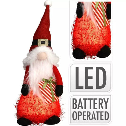 DEKORATYVINĖ PLIUŠINĖ KALĖDŲ SENELIO FIGŪRĖLĖ SU LED 51CM