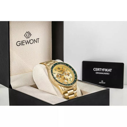 Men's Watch Giewont Chronograph Sapphire Gold Green GW3520-B6