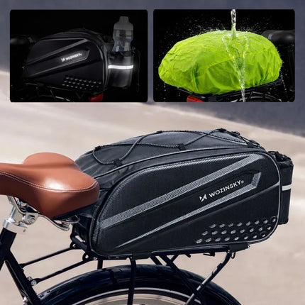 Wozinsky Bike Trunk Bag with Long Strap and Expandable Side Pockets - Black