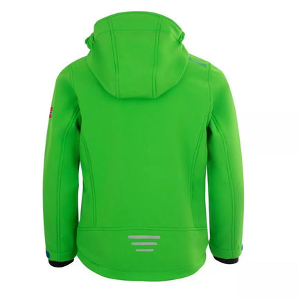 TrollKids Kids Trollfjord Jacket bright green/med blue windproof softshell jacket (161-304)