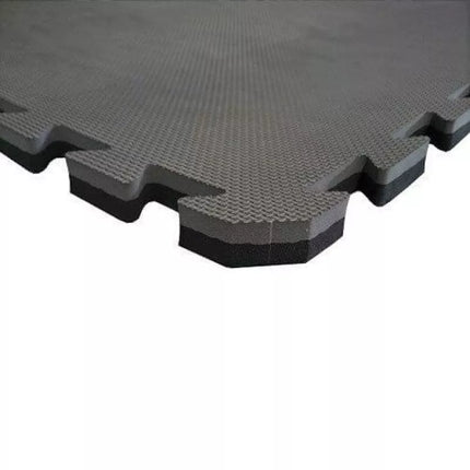 Treniruočių kilimėlis su saugos sertifikatu - Dėlionės tipo 1x1m - Juodas - Pilkas 2 cm