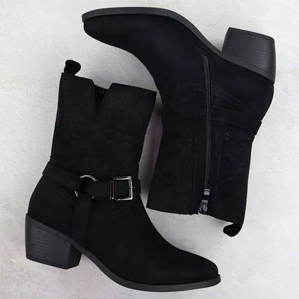 Women's suede cowboy boots black M.Daszyński MR1921-47