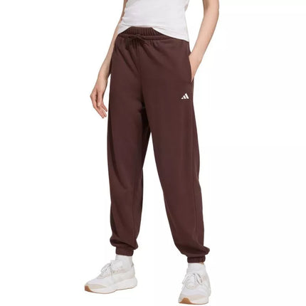 adidas Essentials mažu logotipu, prancūziško frotė audinio, su rankogaliais apačioje, moteriškos kelnės, rudos JX3864