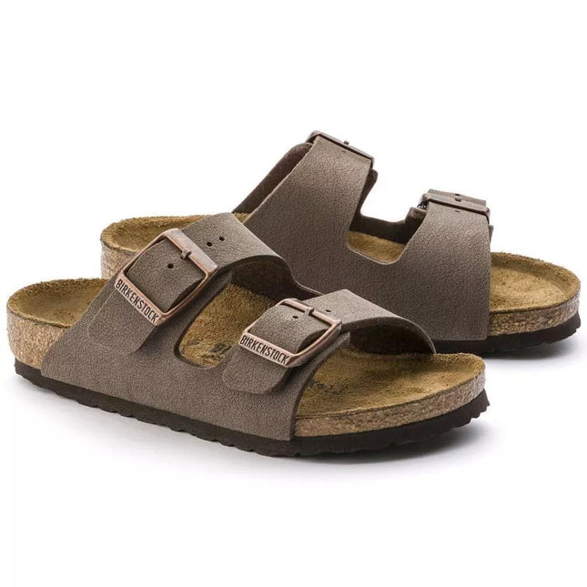 Birkenstock Arizona Kids Birko-Flor Nubuk Mocha siauri šlepetės vaikams (0552893)