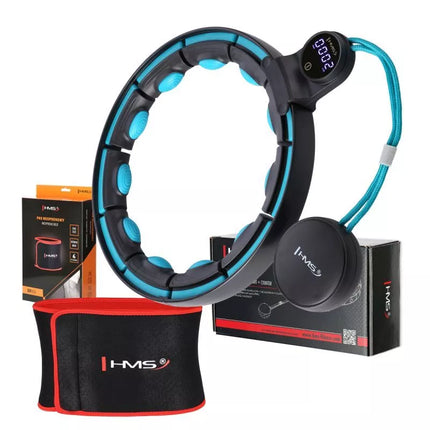 Magnetinis Hula Hop rinkinys Juoda/Turkio HHM17 su HMS skaitikliu + Lieknėjimo diržas BR163 Raudonas