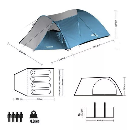 NILS CAMP NC6012 žygio stovyklavimo palapinė, mėlynai pilka