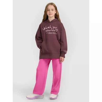 Oversized sweatshirt with hood, unzipped, for girls, 4F 4FJRAW25TSWSF2429-51S