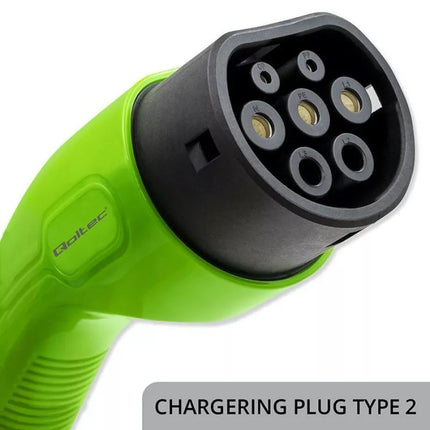 Qoltec Mobile charger for electric car EV with regulation 2 in 1 Type 2 | 3.5kW | 230V | LCD | Portable | Wallbox | 5m