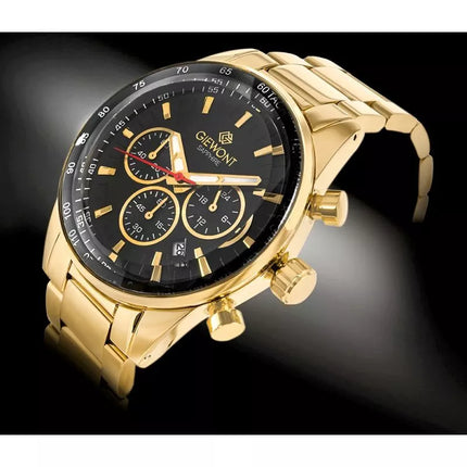 Men's Watch Giewont Chronograph Sapphire Gold Black GW9140-B4
