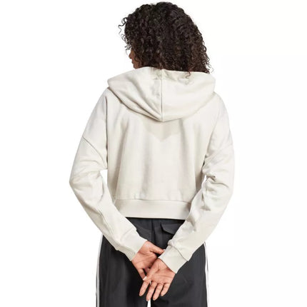 Women's adidas Essentials 3-Stripes French Terry Quarter-Zip Hoodie Beige JN1958