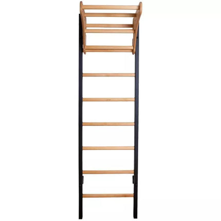 GYMNASTIC WOODEN AND METAL WALL BAR WITH 4 HANDLES WITH A WOODEN BAR BENCHK 211B