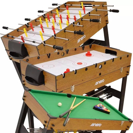 3-in-1 WOODEN TABLE FOR FOOTBALL, BILLIARDS, AIR HOOKUP 121x61x81CM