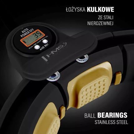 HHM13 NEW HULA HOP BLACK/GOLD WITH MAGNETS AND WEIGHT + HMS COUNTER