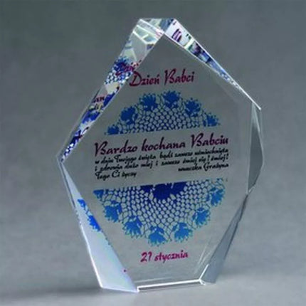 Glass trophy with LuxorJet color print and case