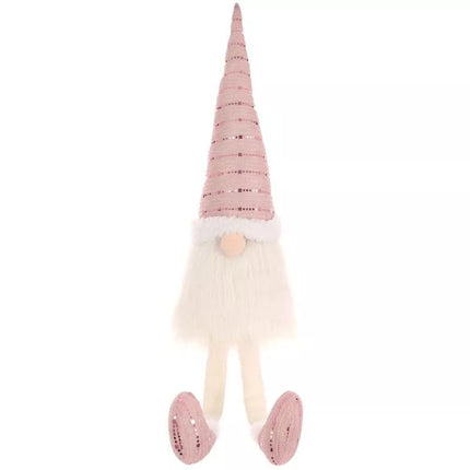 Blizgantis Kalėdų senelio dekoratyvinis nykštukas 38+20CM, rožinis