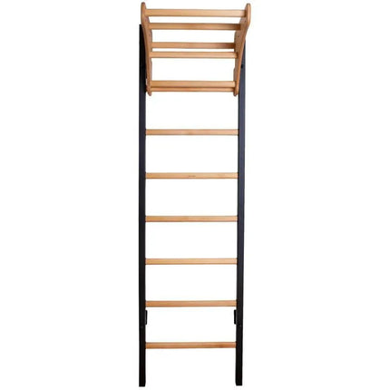 GYMNASTIC WOODEN AND METAL WALL BAR WITH 4 HANDLES WITH A WOODEN BAR BENCHK 211B