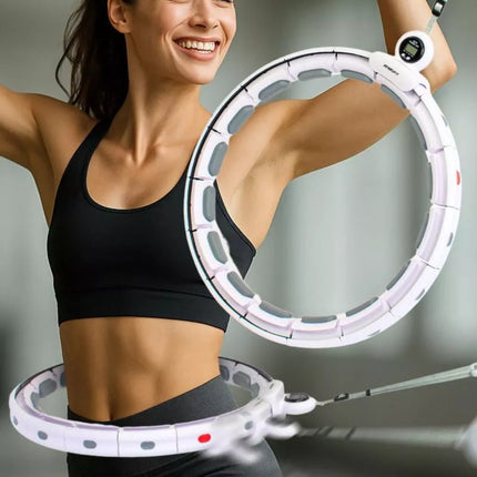HULA HOP WITH MASSAGER, WEIGHT AND COUNTER, WHITE AND GREY ENERO FIT