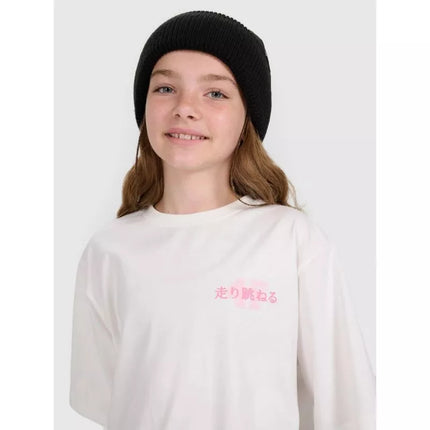 Oversized T-shirt with print for girls 4F 4FJRAW25TTSHF2935-11S