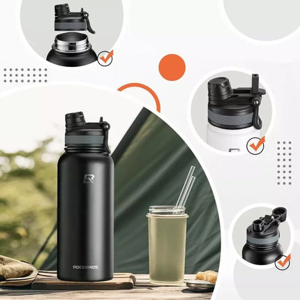 Rockbros 35210029002 thermal bicycle bottle for drinks 650 ml - black