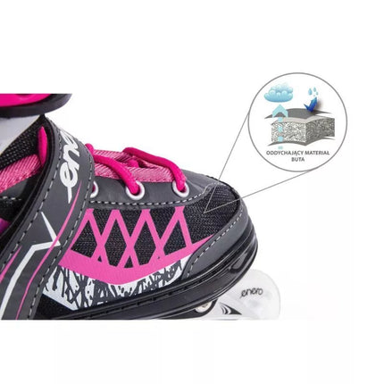 ENERO PRO LED ROLLER SKATES 4IN1 38-41 PINK-GRAY