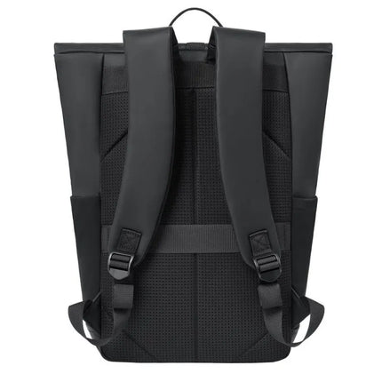 Rivacase Eden Backpack Roll-Up Backpack Black Polyester, Waxed Leather (Pull Up)