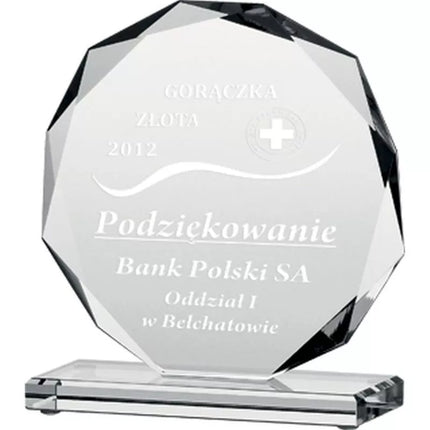 Graviruotas stiklinis trofėjus