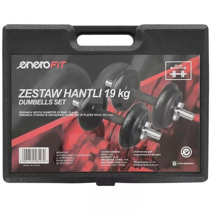 CAST IRON DUMBBELL 19 KG (2x9.5 KG) ENERO FIT CASE
