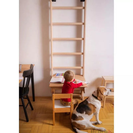 WOODEN PULL-UP LADDER WITH DESK BENCHK 112