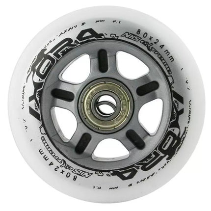 PU 80x24 82A BALTAS (4 vnt.) + ABEC-7 (8 vnt.) NILS EXTREME KOMPLEKTAS