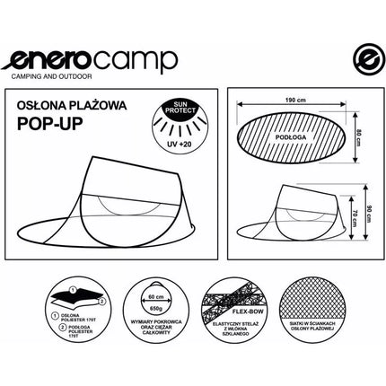 SELF-PUTTING BEACH SCREEN TENT 190X80X90/70CM BLUE ENERO CAMP