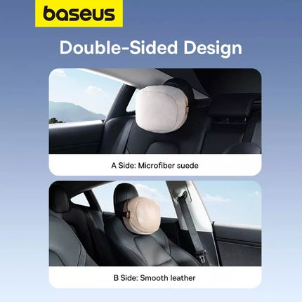 Baseus ComfortRide Serijos automobilinė galvos atramos pagalvėlė su 2 medžiagomis - smėlio spalvos