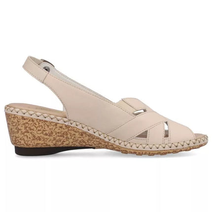 Rieker W RKR682 comfortable leather sandals beige