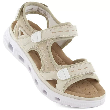 Rieker W RKR691 patogūs velcro sandalai smėlio spalvos