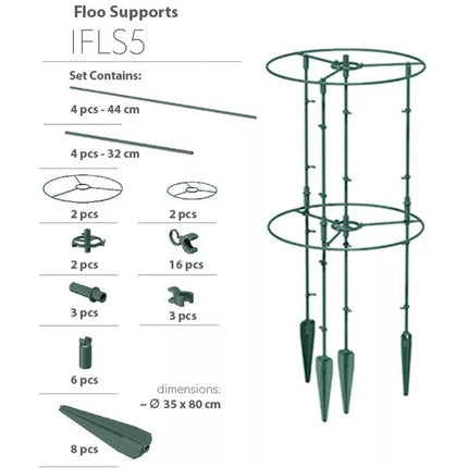 Augalų atrama FLOO SUPPORTS, skersmuo 25 ir 35 cm, miško žalia