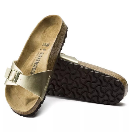Birkenstock Madrid Birko-Flor Gold women's regular wide gold flip-flops (1016106)