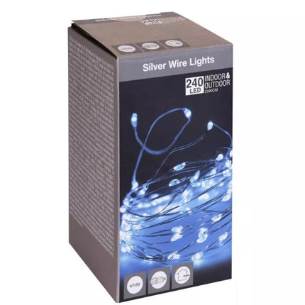 VIELINĖ GIRLIANDA 240 LED ŠALTAI BALTA