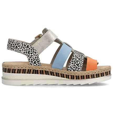 Rieker V7904-90 Women's Leather Wedge Sandals