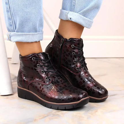 Filippo W PAW376B bordo spalvos su pašiltinimu odiniai aulinukai ant platformos