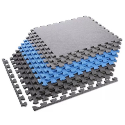 „One Fitness“ MP10 puzzle kilimėliai, mėlynai pilki, 9 vnt., 10 mm