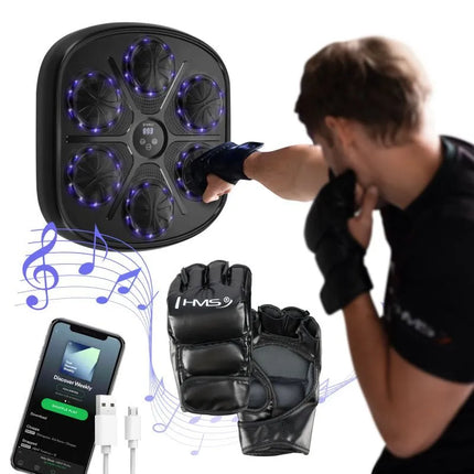 TB03 elektroninis bokso taikinys su „Bluetooth“ ryšiu, muzika ir „HMS“ pirštinėmis