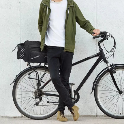 Wozinsky Bike Pannier Rack Bag with Shoulder Strap 9L (Rain Cover Included) Black (WBB22BK)