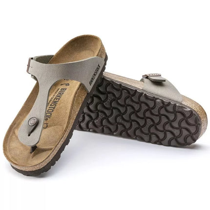 Birkenstock Gizeh Birko-Flor Nubuck Stone, Moteriški Šlepetės, Pilkšvai-Smėlinės, Reguliarus Plotis (43391)